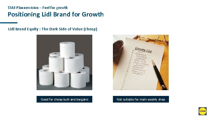 TAM Plannervision – Fuel for growth Positioning Lidl Brand for Growth Lidl Brand Equity