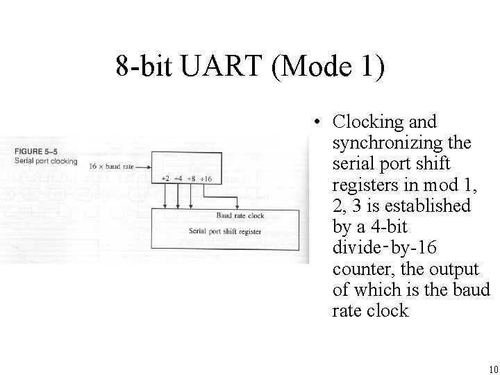 8 -bit UART (Mode 1) • Clocking and synchronizing the serial port shift registers