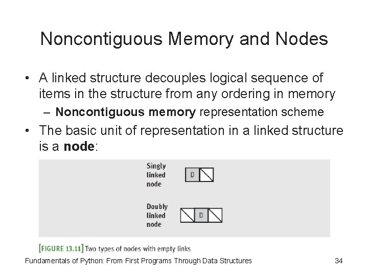Noncontiguous Memory and Nodes • A linked structure decouples logical sequence of items in