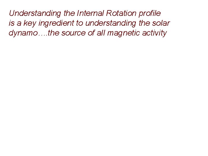 Understanding the Internal Rotation profile is a key ingredient to understanding the solar dynamo….