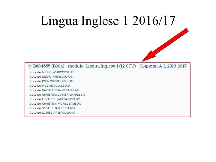 Lingua Inglese 1 2016/17 