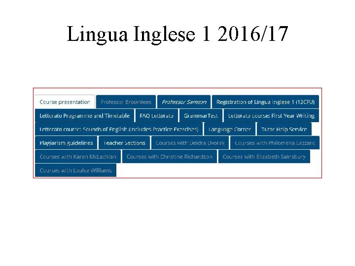 Lingua Inglese 1 2016/17 