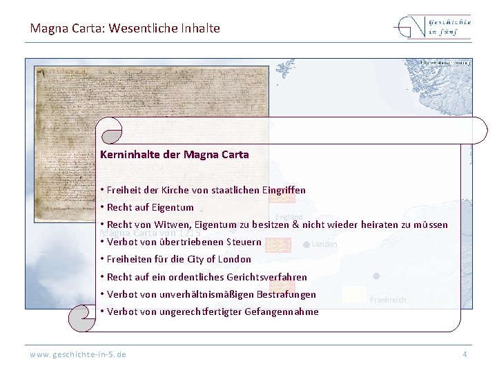 Magna Carta: Wesentliche Inhalte Sch ottl and Kerninhalte der Magna Carta • Freiheit der