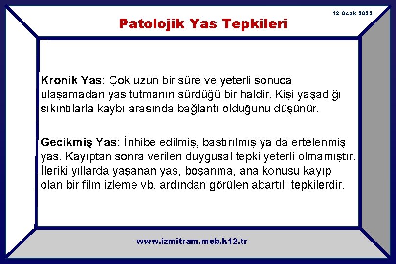 Patolojik Yas Tepkileri 12 Ocak 2022 Kronik Yas: Çok uzun bir süre ve yeterli