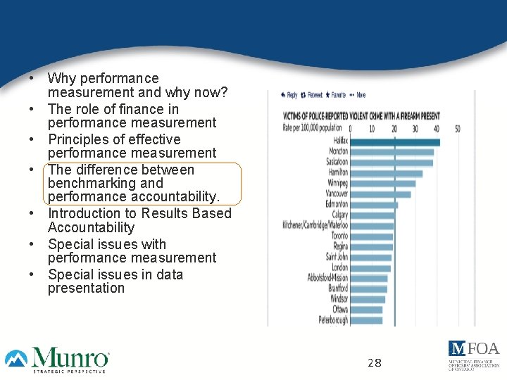  • Why performance measurement and why now? • The role of finance in