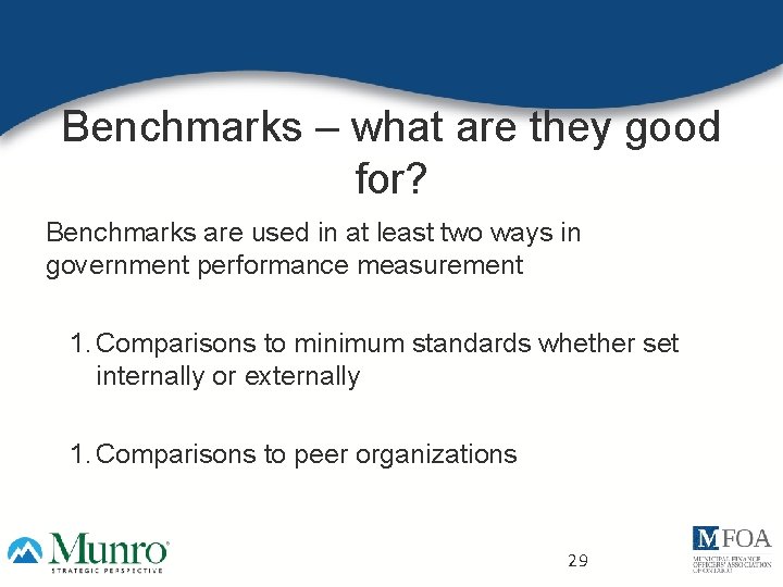 Benchmarks – what are they good for? Benchmarks are used in at least two