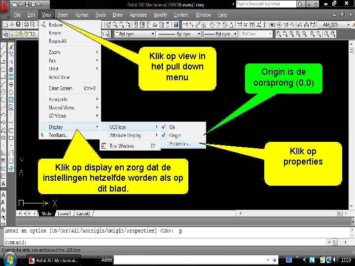 Klik op view in het pull down menu Klik op display en zorg dat