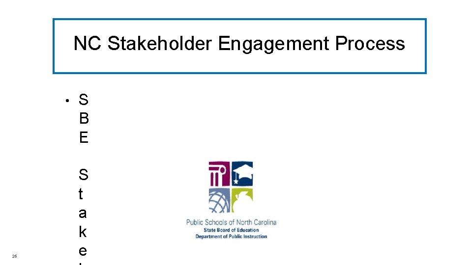 NC Stakeholder Engagement Process • 25 S B E S t a k e