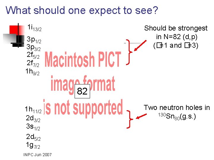 What should one expect to see? 1 i 13/2 Should be strongest in N=82