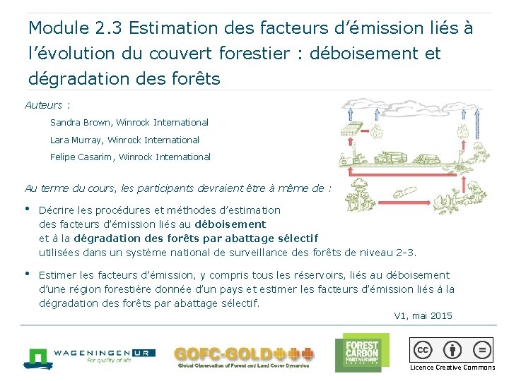 Module 2. 3 Estimation des facteurs d’émission liés à l’évolution du couvert forestier :