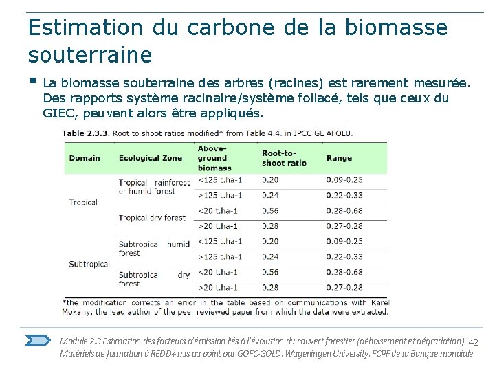 Estimation du carbone de la biomasse souterraine § La biomasse souterraine des arbres (racines)