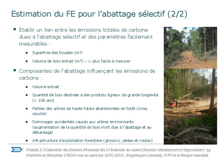 Estimation du FE pour l’abattage sélectif (2/2) § Établir un lien entre les émissions