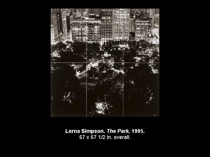 Lorna Simpson. The Park. 1995. 67 x 67 1/2 in. overall. 