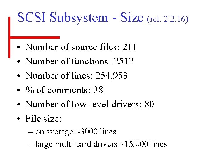 SCSI Subsystem - Size (rel. 2. 2. 16) • • • Number of source