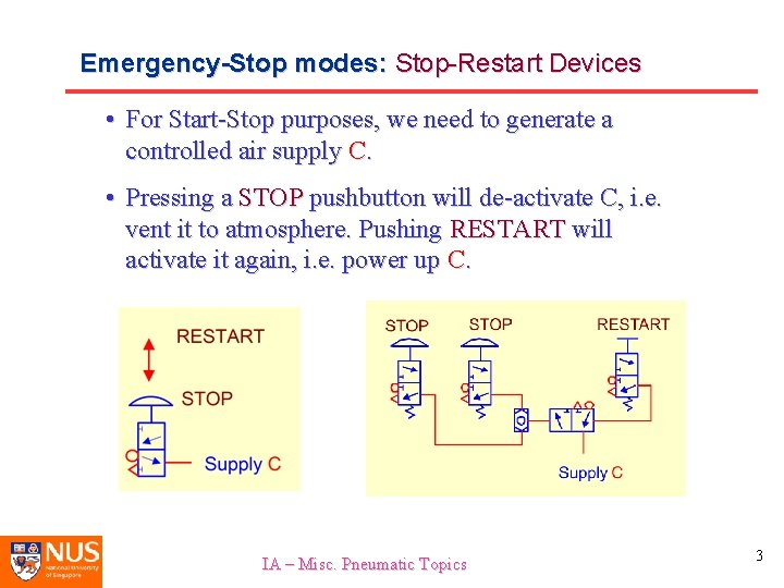 Emergency-Stop modes: Stop-Restart Devices • For Start-Stop purposes, we need to generate a controlled