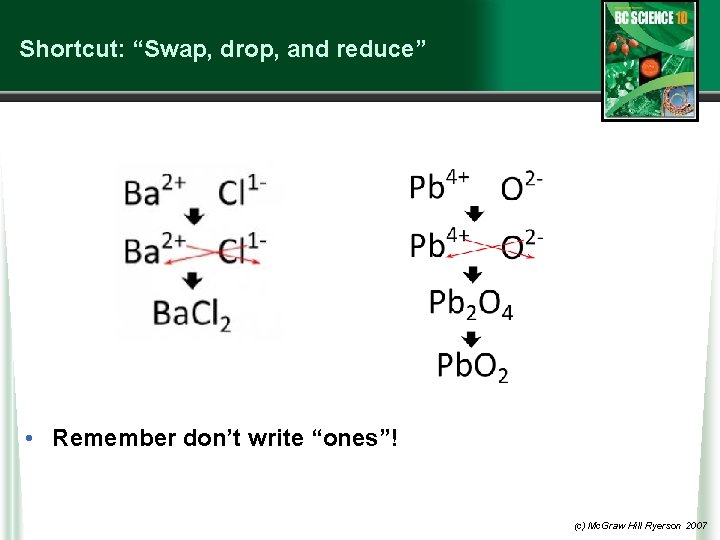 Shortcut: “Swap, drop, and reduce” • Remember don’t write “ones”! (c) Mc. Graw Hill