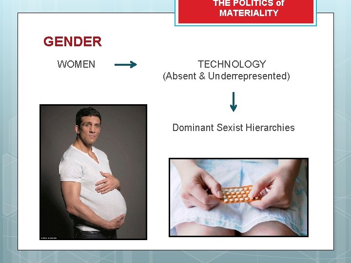 THE POLITICS of MATERIALITY GENDER WOMEN TECHNOLOGY (Absent & Underrepresented) Dominant Sexist Hierarchies 
