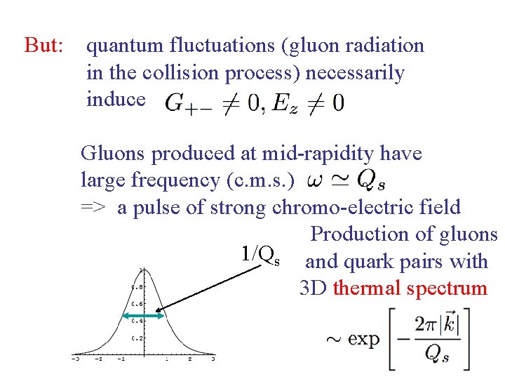 But: quantum fluctuations (gluon radiation in the collision process) necessarily induce Gluons produced at