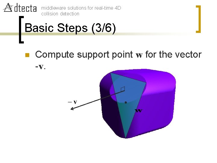 middleware solutions for real-time 4 D collision detection Basic Steps (3/6) n Compute support