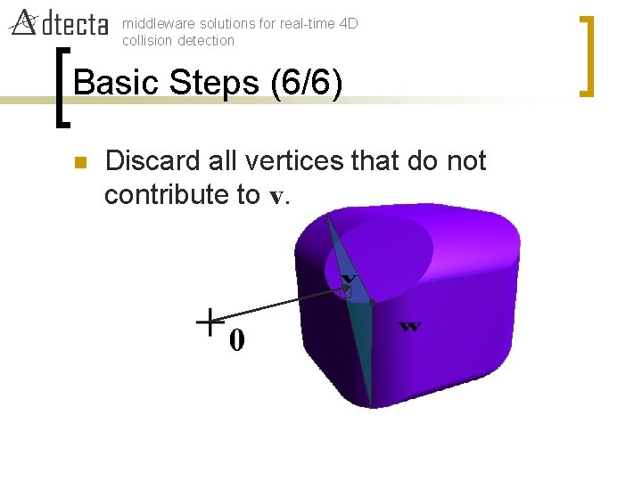 middleware solutions for real-time 4 D collision detection Basic Steps (6/6) n Discard all