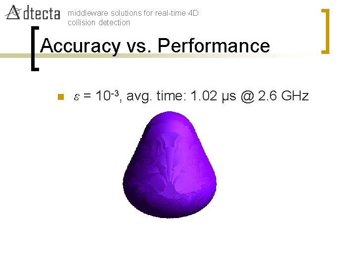 middleware solutions for real-time 4 D collision detection Accuracy vs. Performance n ε =