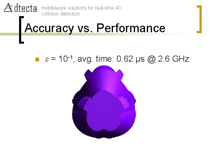 middleware solutions for real-time 4 D collision detection Accuracy vs. Performance n ε =