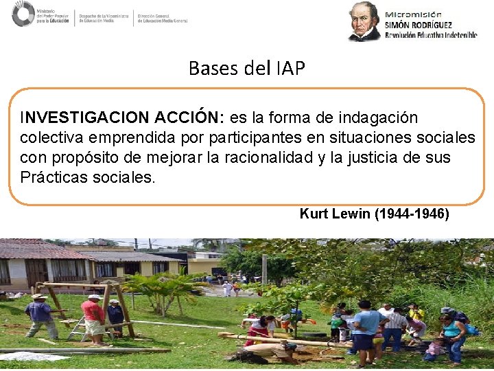 Bases del IAP INVESTIGACION ACCIÓN: es la forma de indagación colectiva emprendida por participantes