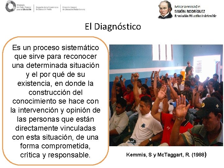 El Diagnóstico Es un proceso sistemático que sirve para reconocer una determinada situación y