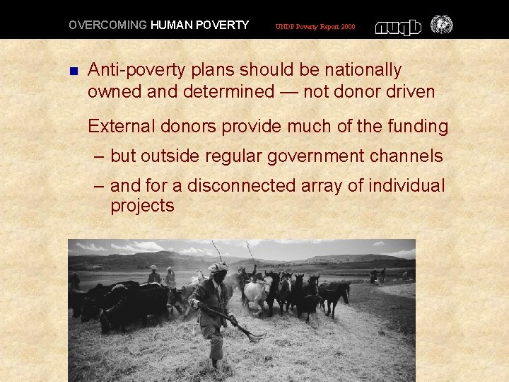 OVERCOMING HUMAN POVERTY n UNDP Poverty Report 2000 Anti-poverty plans should be nationally owned