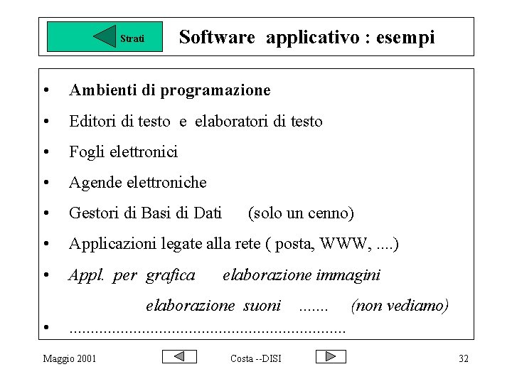 Strati Software applicativo : esempi • Ambienti di programazione • Editori di testo e