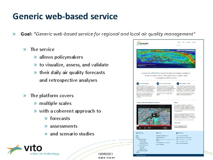 Generic web-based service » Goal: “Generic web-based service for regional and local air quality