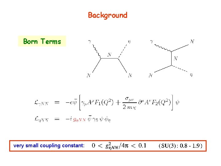 Background Born Terms very small coupling constant: 