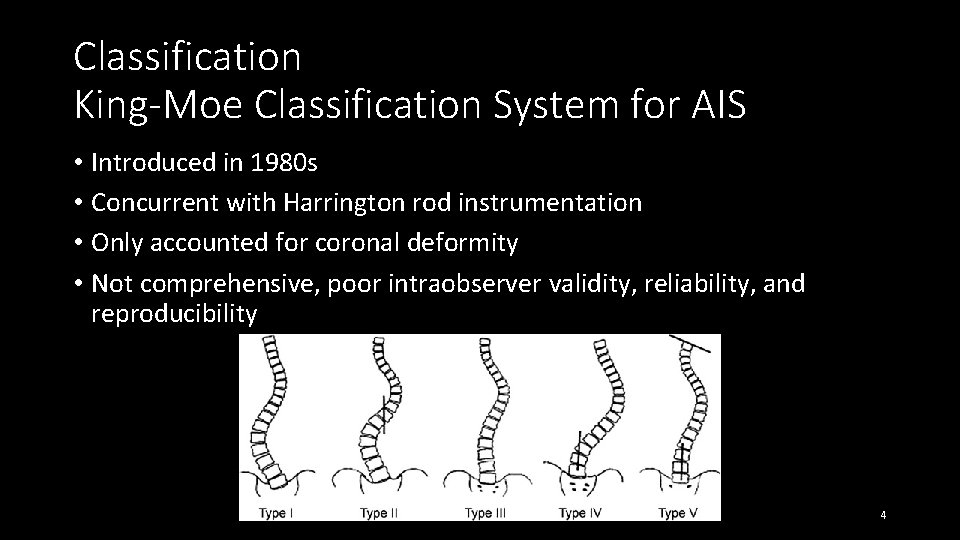 Classification King-Moe Classification System for AIS • Introduced in 1980 s • Concurrent with