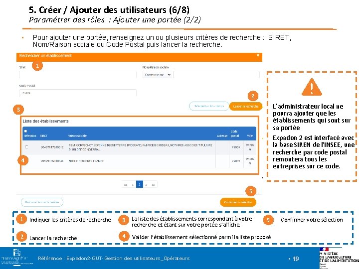 5. Créer / Ajouter des utilisateurs (6/8) Paramétrer des rôles : Ajouter une portée