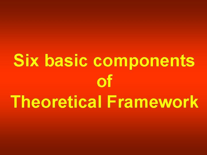 Six basic components of Theoretical Framework 