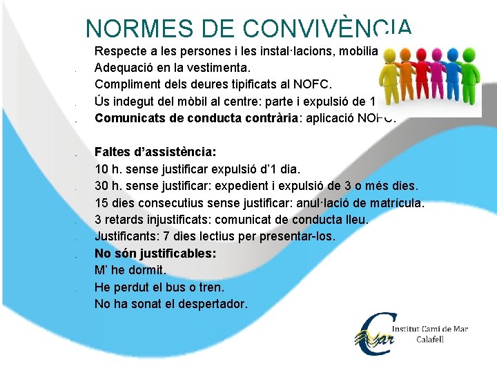 NORMES DE CONVIVÈNCIA 1. 2. 3. 4. ❖ � 1. 2. 3. 4. 5.