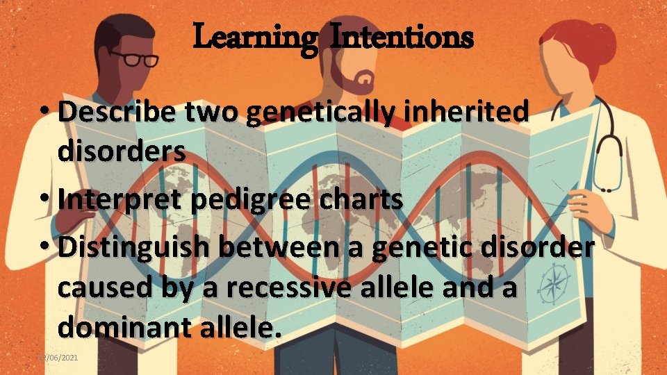 Learning Intentions • Describe two genetically inherited disorders • Interpret pedigree charts • Distinguish