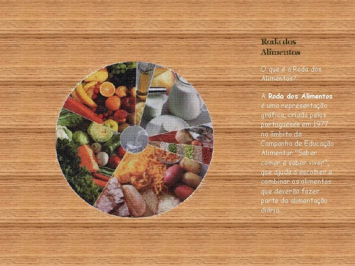 Roda dos Alimentos O que é a Roda dos Alimentos? A Roda dos Alimentos