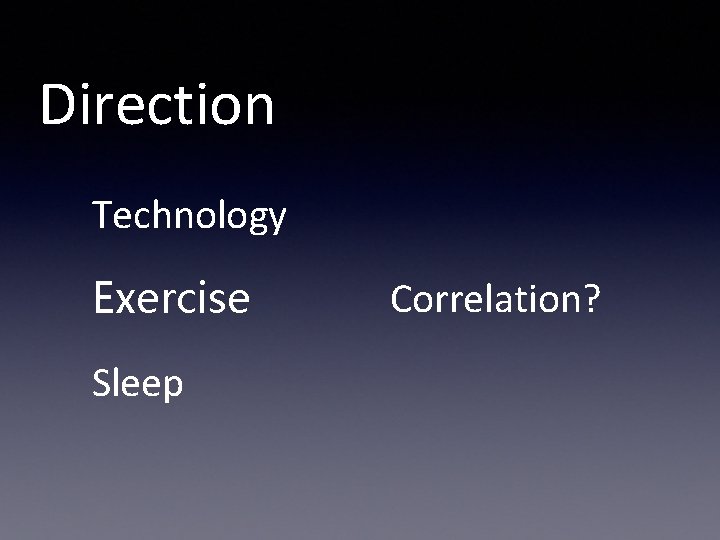 Direction Technology Exercise Sleep Correlation? 