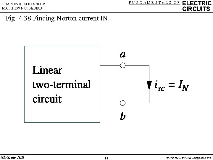 FUNDAMENTALS OF CHARLES K. ALEXANDER MATTHEW N. O. SADIKU ELECTRIC CIRCUITS Fig. 4. 38