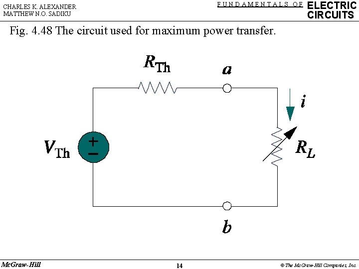 FUNDAMENTALS OF CHARLES K. ALEXANDER MATTHEW N. O. SADIKU ELECTRIC CIRCUITS Fig. 4. 48