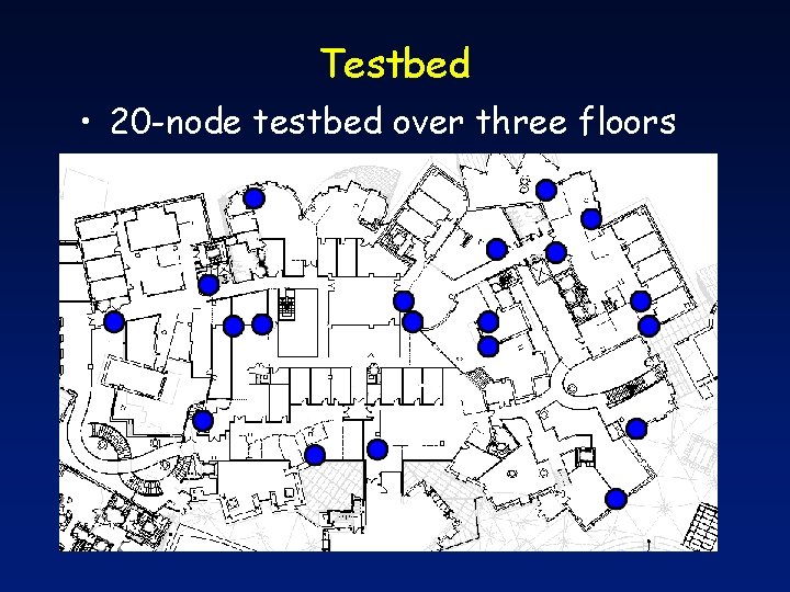Testbed • 20 -node testbed over three floors 