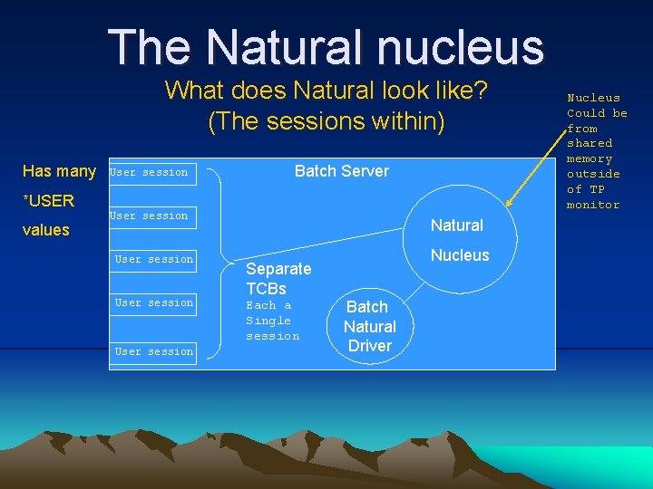 The Natural nucleus What does Natural look like? (The sessions within) Has many User