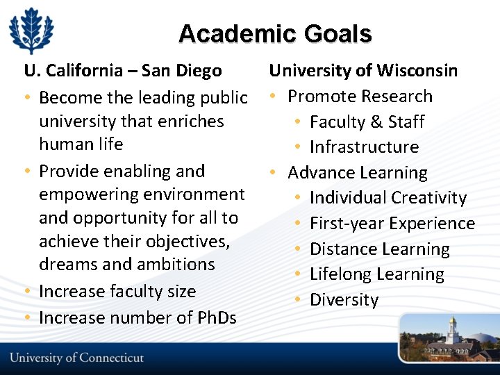 Academic Goals U. California – San Diego • Become the leading public university that Academic Goals U. California – San Diego • Become the leading public university that