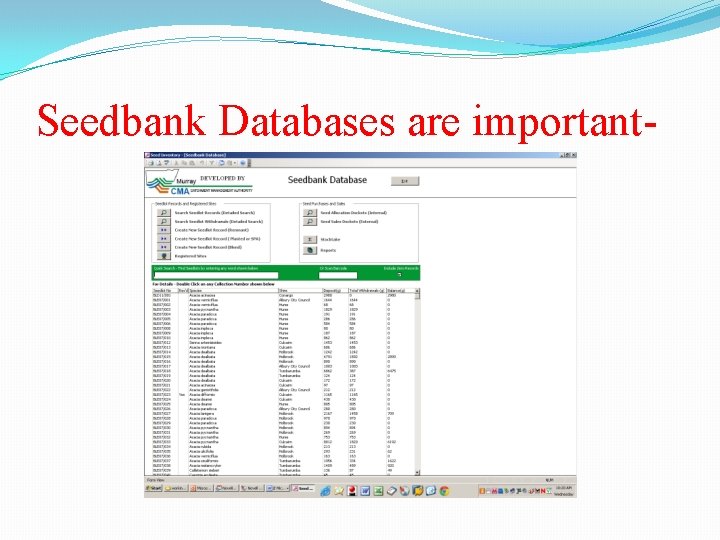 Seedbank Databases are important- 