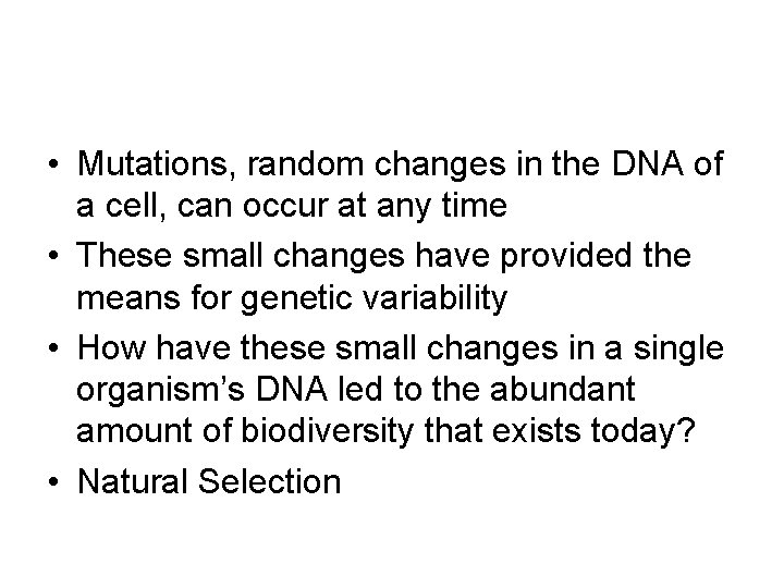 Chapter 4 Evolution Biodiversity 1 billion years of