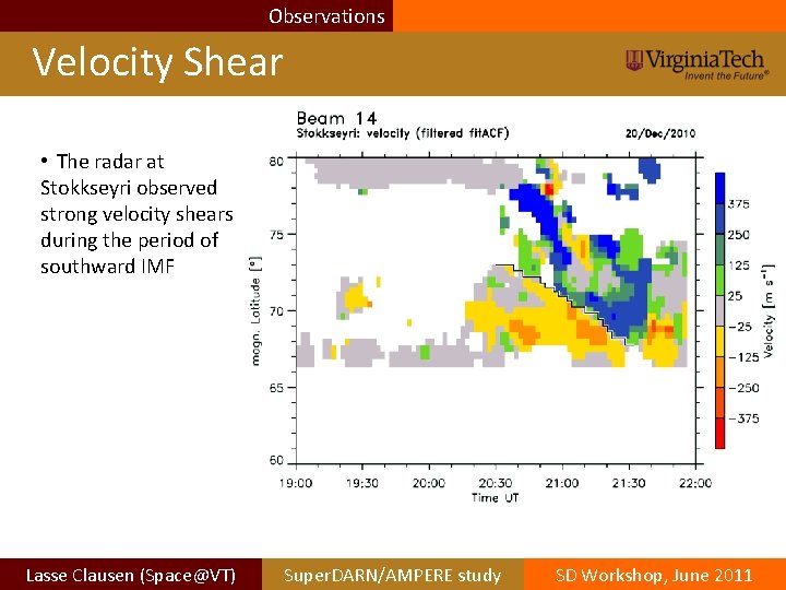 Observations Velocity Shear • The radar at Stokkseyri observed strong velocity shears during the Observations Velocity Shear • The radar at Stokkseyri observed strong velocity shears during the