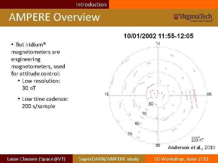 Introduction AMPERE Overview • But Iridium® magnetometers are engineering magnetometers, used for attitude control: Introduction AMPERE Overview • But Iridium® magnetometers are engineering magnetometers, used for attitude control: