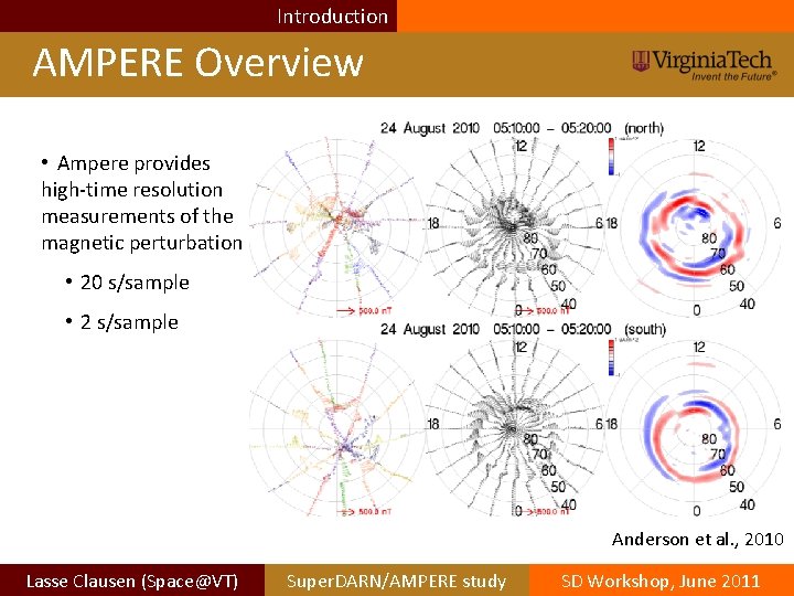 Introduction AMPERE Overview • Ampere provides high-time resolution measurements of the magnetic perturbation • Introduction AMPERE Overview • Ampere provides high-time resolution measurements of the magnetic perturbation •