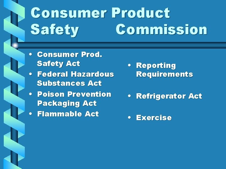 Consumer Product Safety Commission • Consumer Prod. Safety Act • Federal Hazardous Substances Act